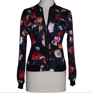 Julie Brown Coat NWT Sz Small Black Floral Print